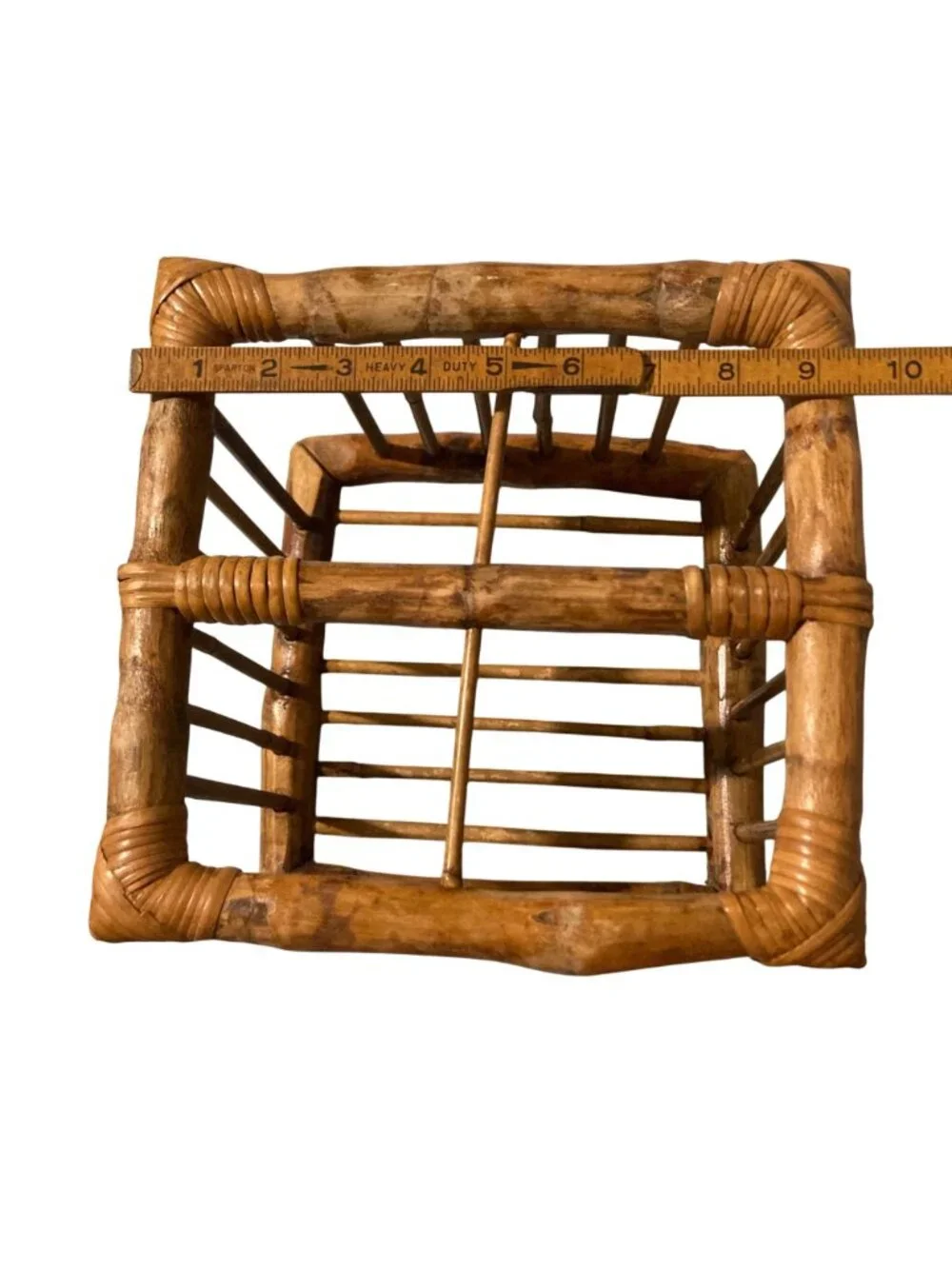 Vintage Tortoise Burnt Bamboo Rattan Table Or Counter Top Wine Bottle Holder